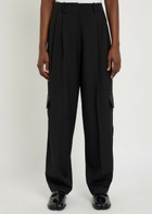 Wales Bonner Reverb Pleated Wool Gabardine Trousers Black