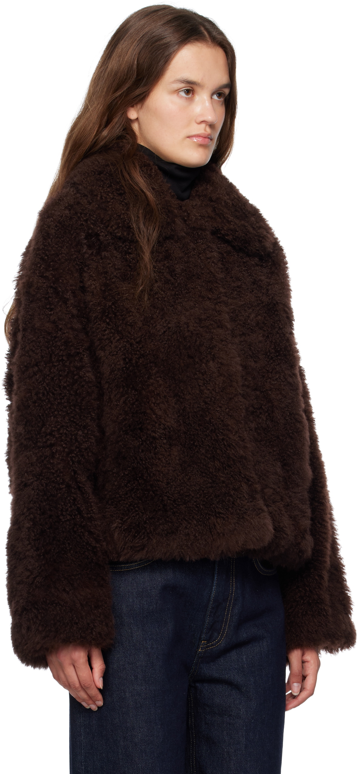 Yves Salomon Brown Long Hair Jacket
