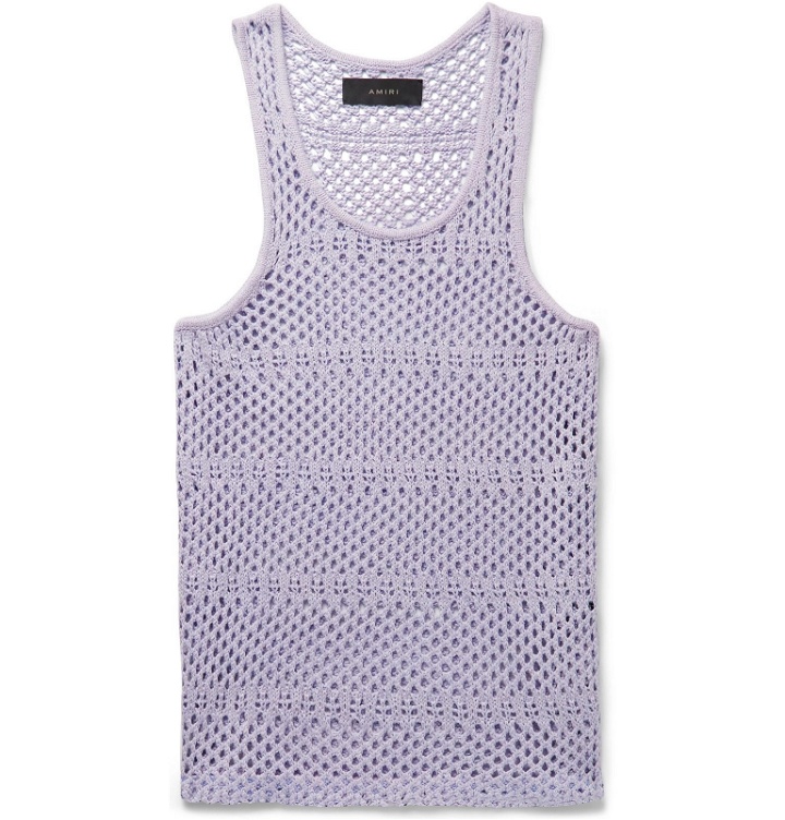 Photo: AMIRI - Crocheted Cotton and Cashmere-Blend Tank Top - Purple