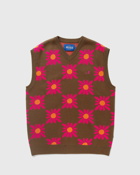 Awake Checkered Floral Sweater Vest Brown|Pink - Mens - Vests