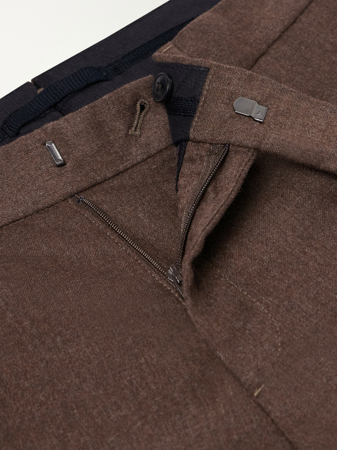 Sunspel - Straight-Leg Stretch Wool-Blend Flannel Trousers - Brown