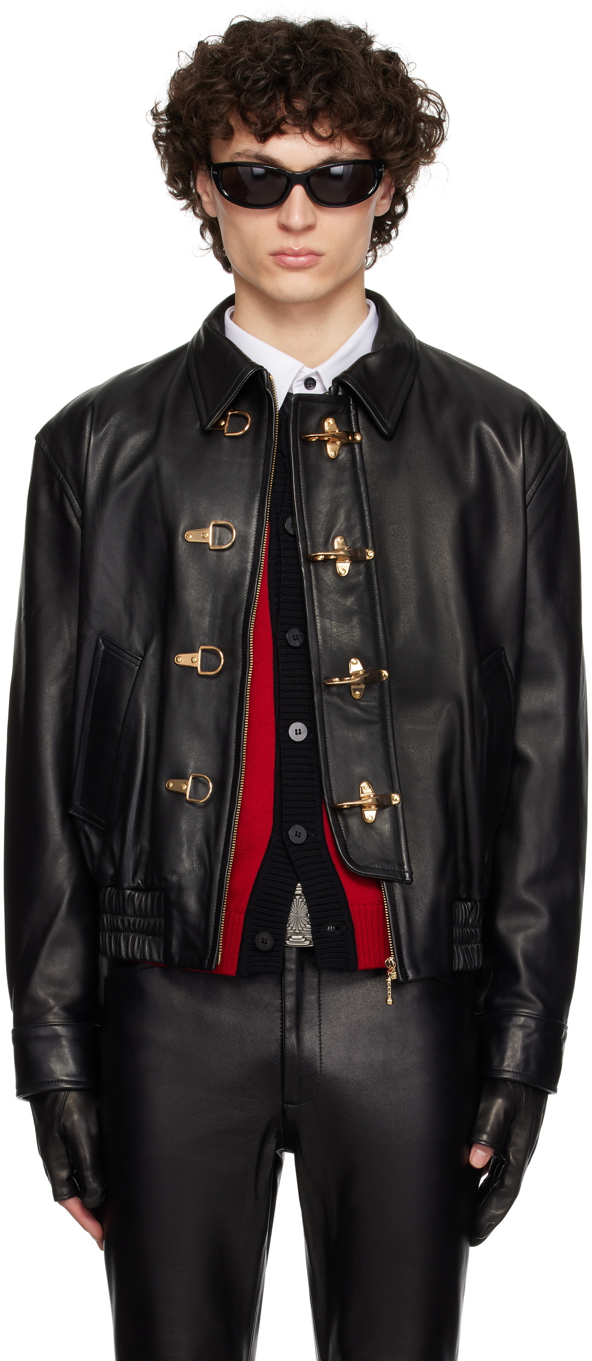 Ernest W. Baker Black Buckle Leather Jacket Ernest W. Baker Ernest W. Baker Black Buckle Leather Jacket Ernest W. Baker