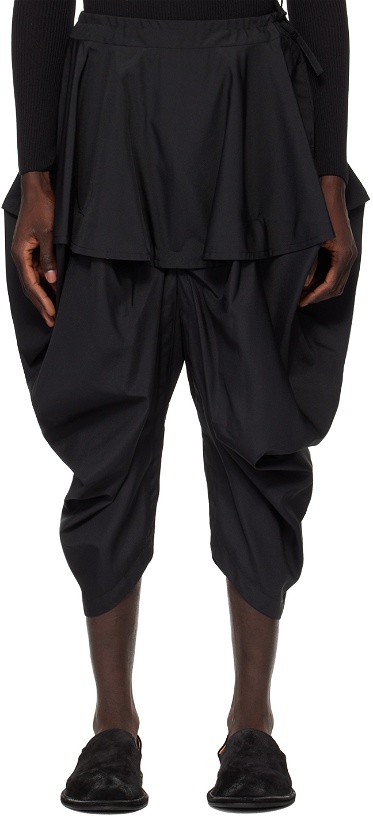 Photo: 132 5. ISSEY MIYAKE Black Bubble Solid Trousers