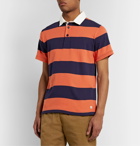 Armor Lux - Twill-Trimmed Striped Cotton-Jersey Rugby Shirt - Orange