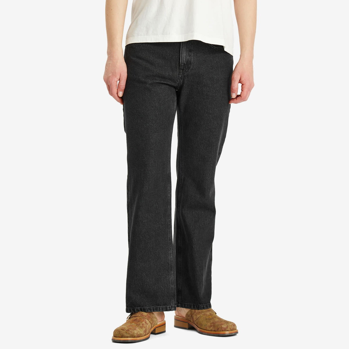 Second/Layer Men's Relaxed Baggy Washed Denim Jeans in Black Stone Wash