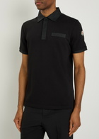Moncler Logo-embroidered Piqué Cotton Polo Shirt Black