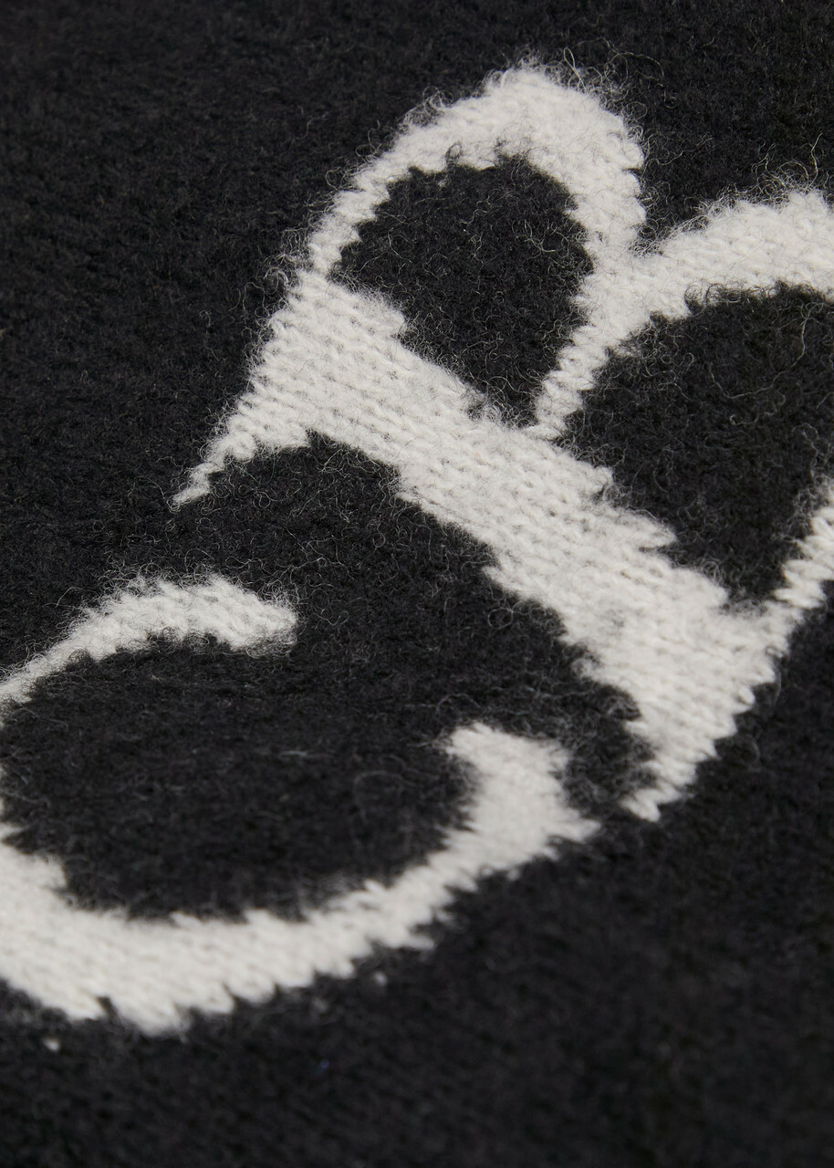 Cole Buxton Logo-intarsia Brushed Wool-blend Trousers Black