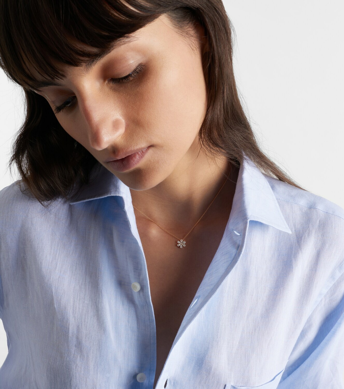 Sophie Bille Brahe Cosmos Simple 18kt gold pendant necklace with diamonds