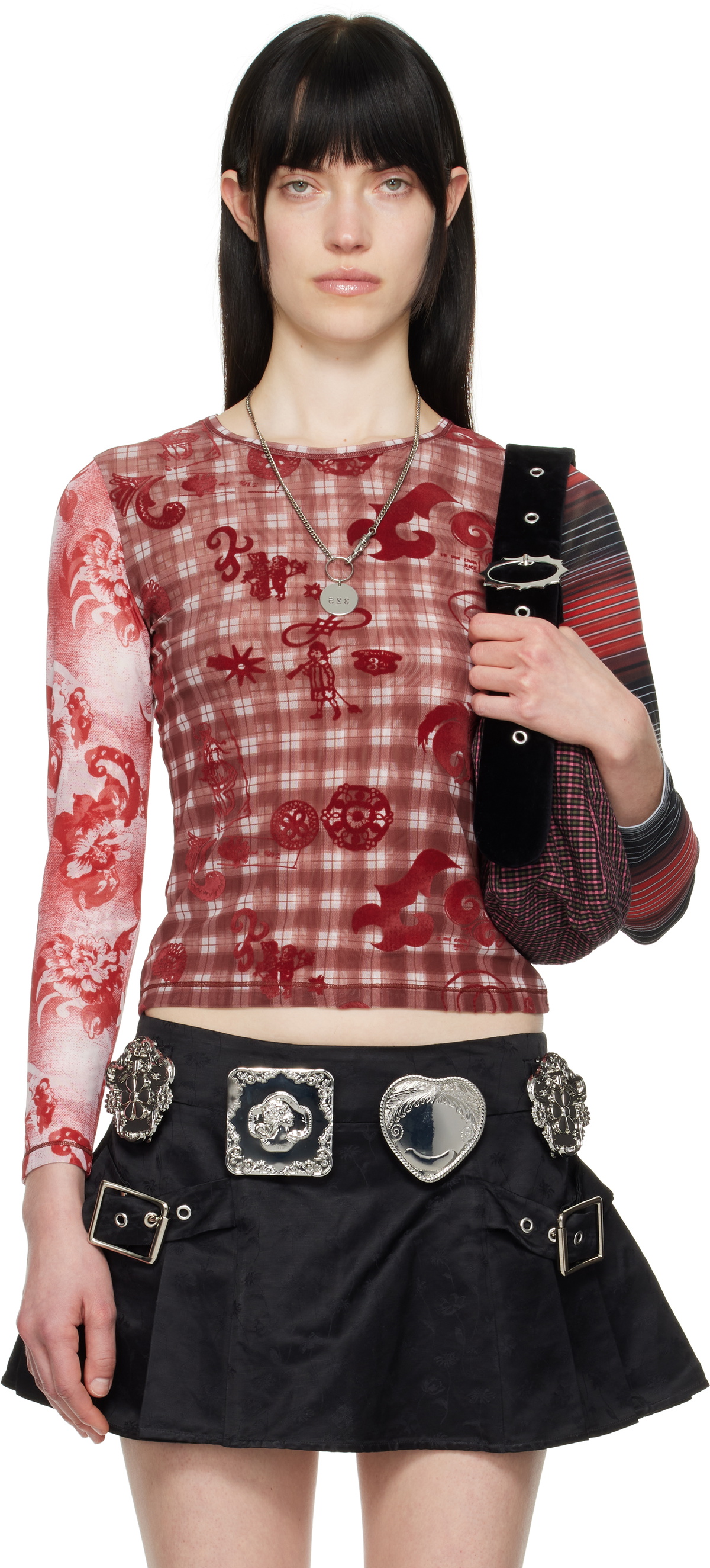 トップス (K07007) CHOPOVA LOWENA Tartan Girl Top Tartan Girl Fitted Jersey Top – Chopova Lowena