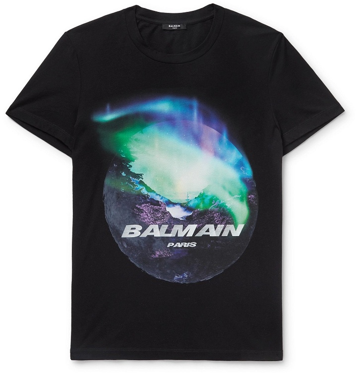 Photo: Balmain - Slim-Fit Printed Cotton-Jersey T-Shirt - Black