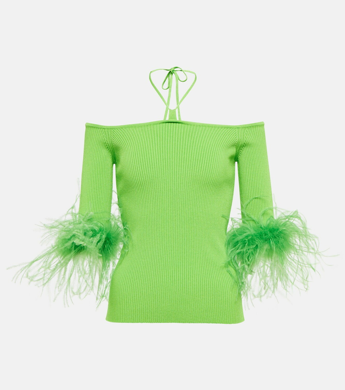 Giuseppe di Morabito Feather-trimmed knitted top