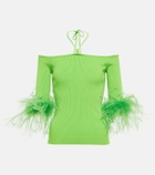 Giuseppe di Morabito Feather-trimmed knitted top