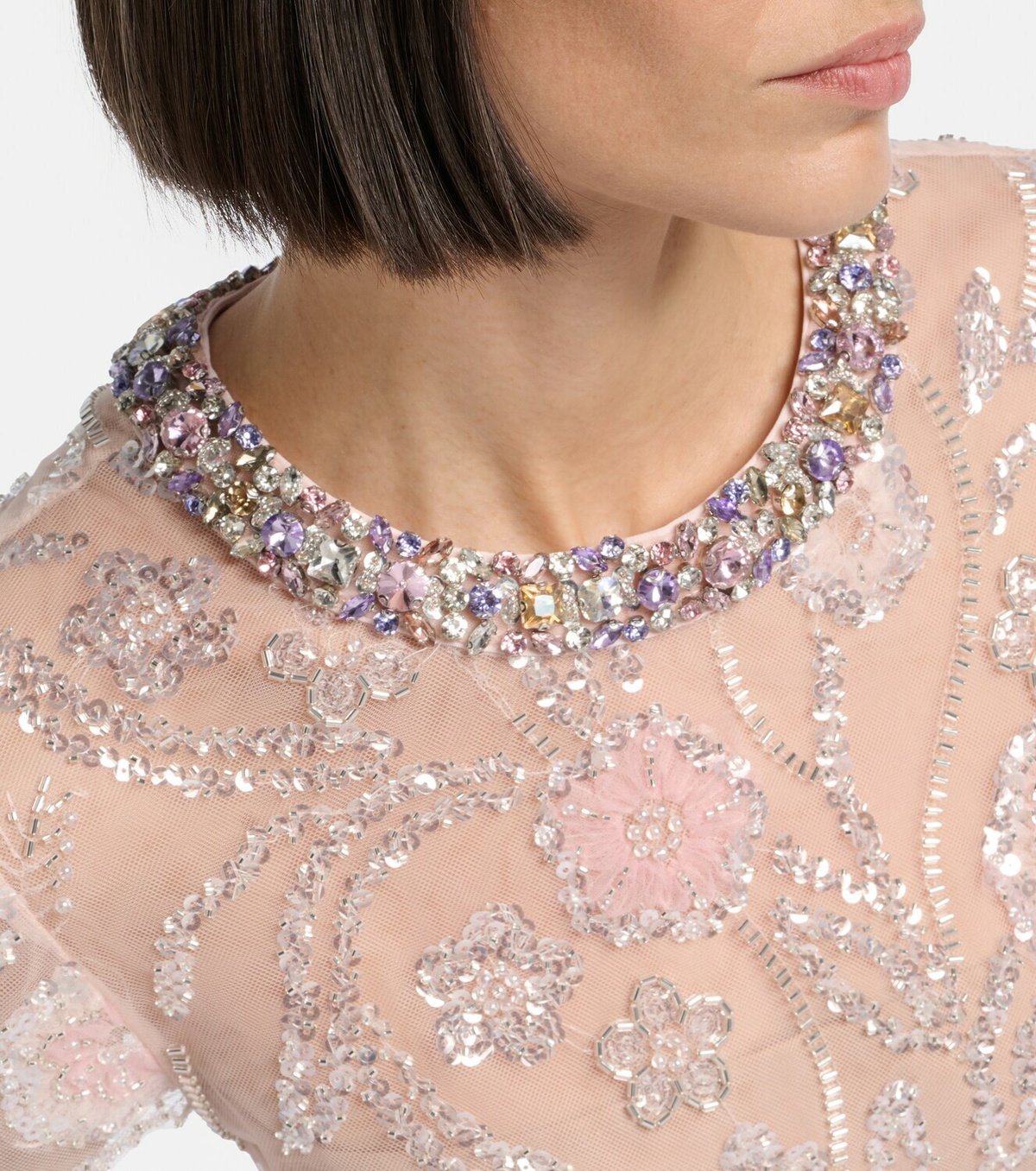 Self-Portrait Floral sequined mesh midi dress