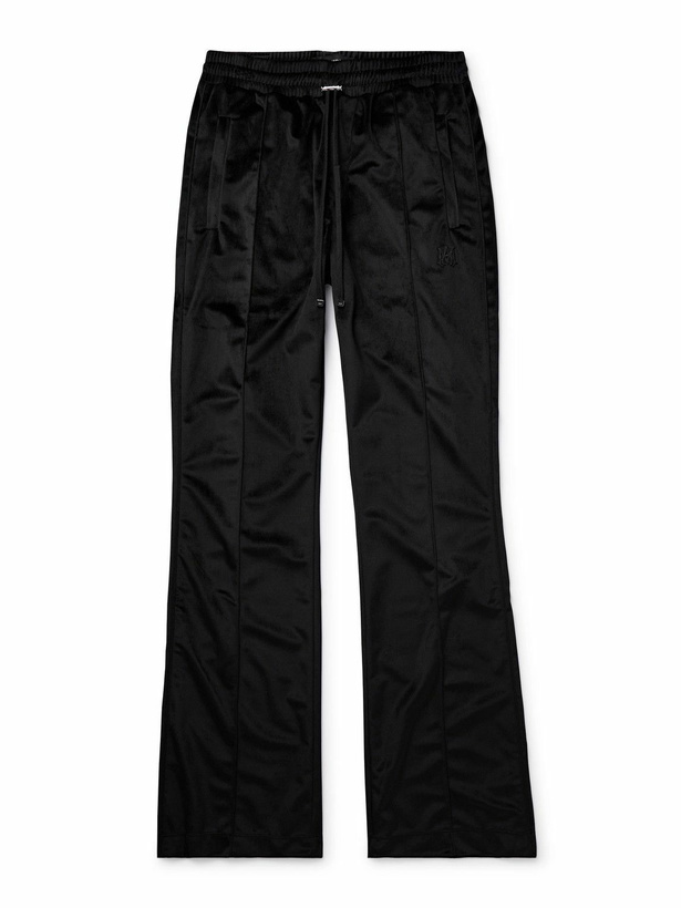 Photo: AMIRI - Slim-Fit Logo-Appliquéd Velvet Drawstring Track Pants - Black