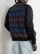 Missoni - Jacquard-Knit Panelled Herringbone Cotton-Blend Drill Bomber Jacket - Black