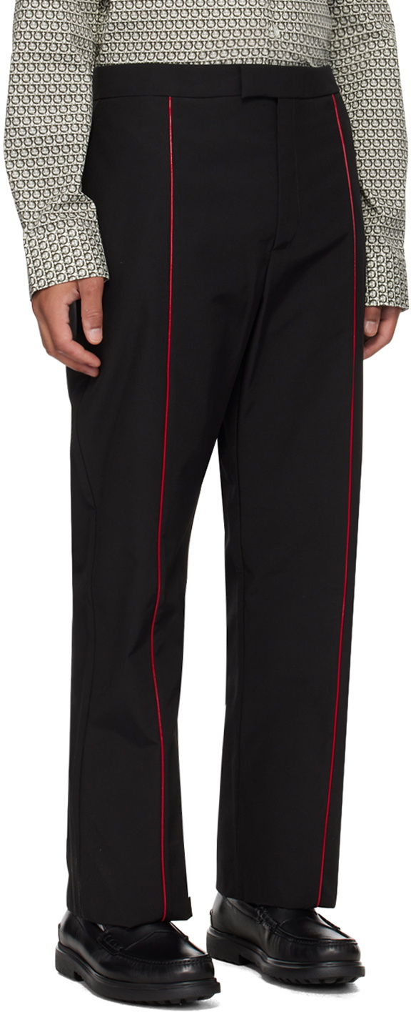 Ferragamo Black Piping Trousers Salvatore Ferragamo