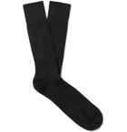 John Smedley - Delta Ribbed Sea Island Cotton-Blend Socks - Black