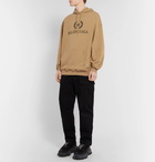 Balenciaga - Oversized Logo-Print Loopback Cotton-Jersey Hoodie - Beige