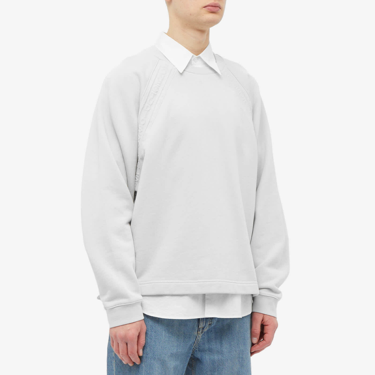 Acne Studios Men's Farmy Chain Rib Crew Sweat in Cold White Acne
