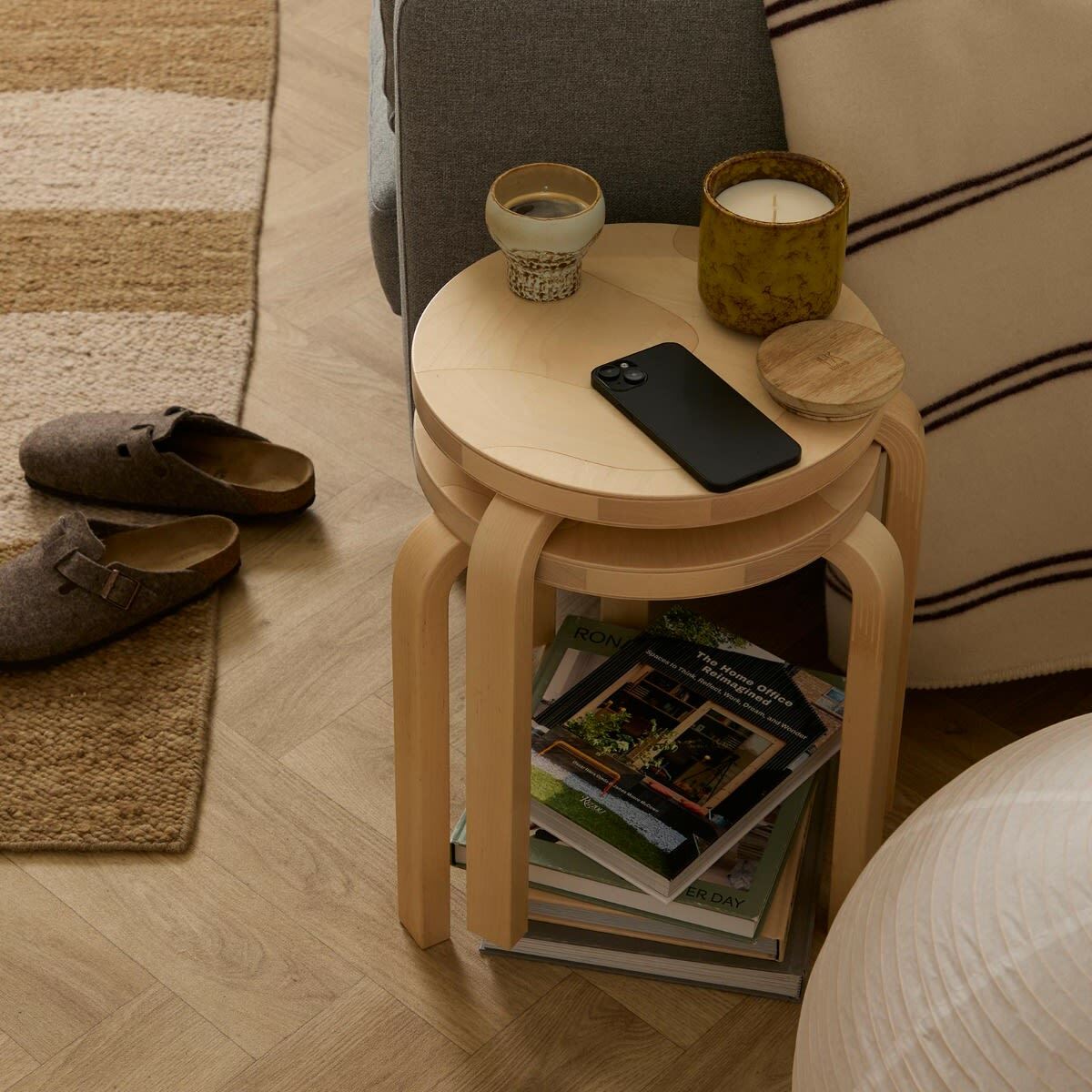 Artek x Marimekko Stool 60 - Seireeni in Solid Birch 