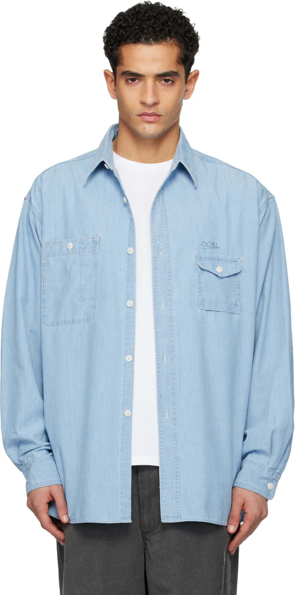 nanamica Blue OOAL Regular Collar Chambray Shirt