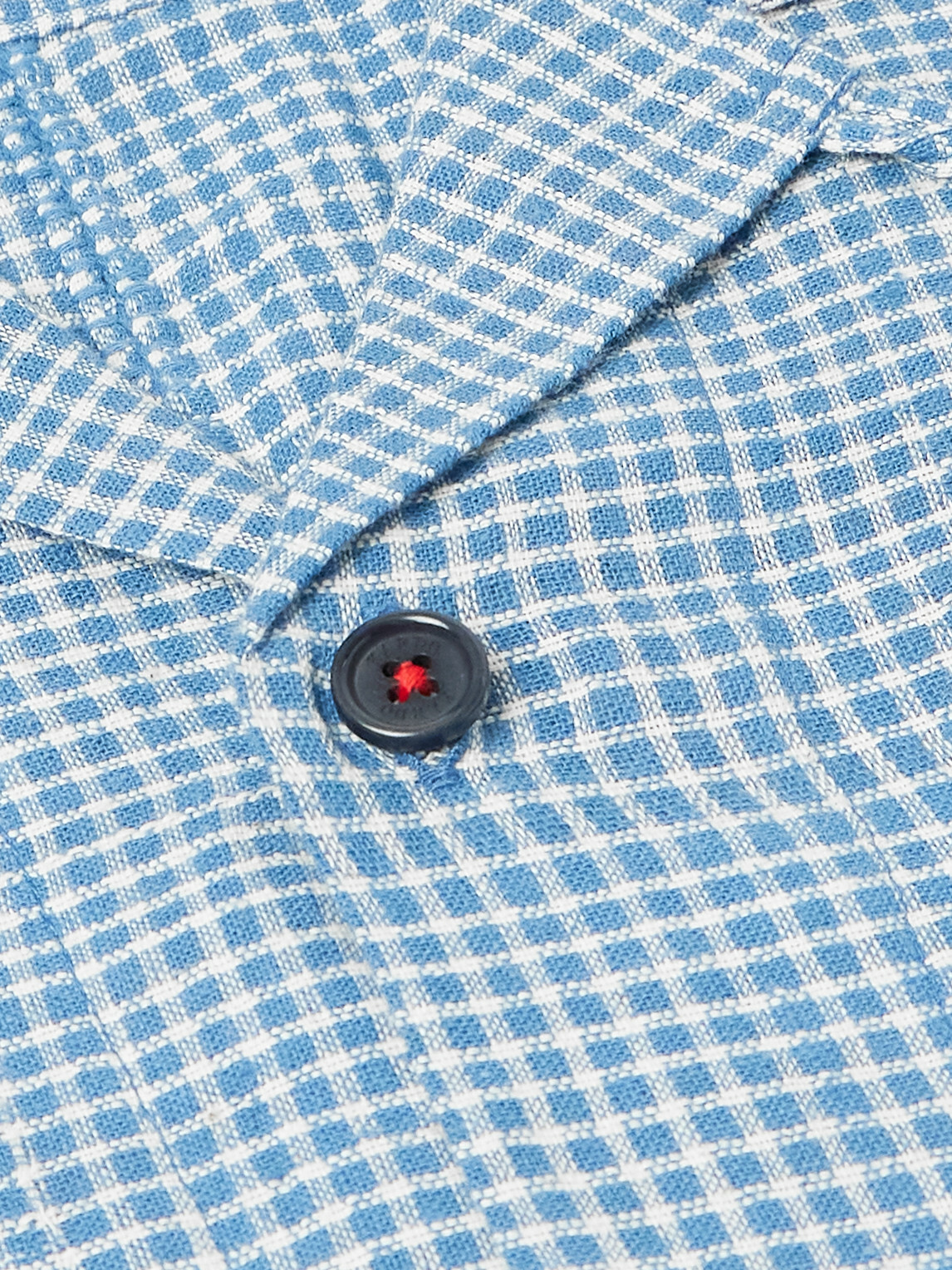 Kardo - Ayo Camp-Collar Embroidered Cotton Shirt - Blue