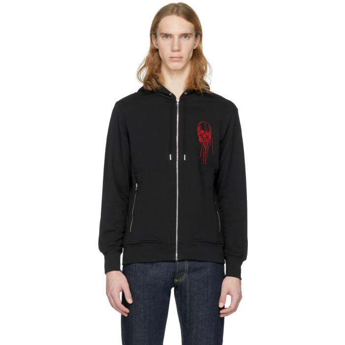 Alexander McQueen Black Skull Threads Zip Hoodie Alexander