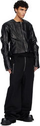 Swampgod Black Padded Leather Biker Jacket