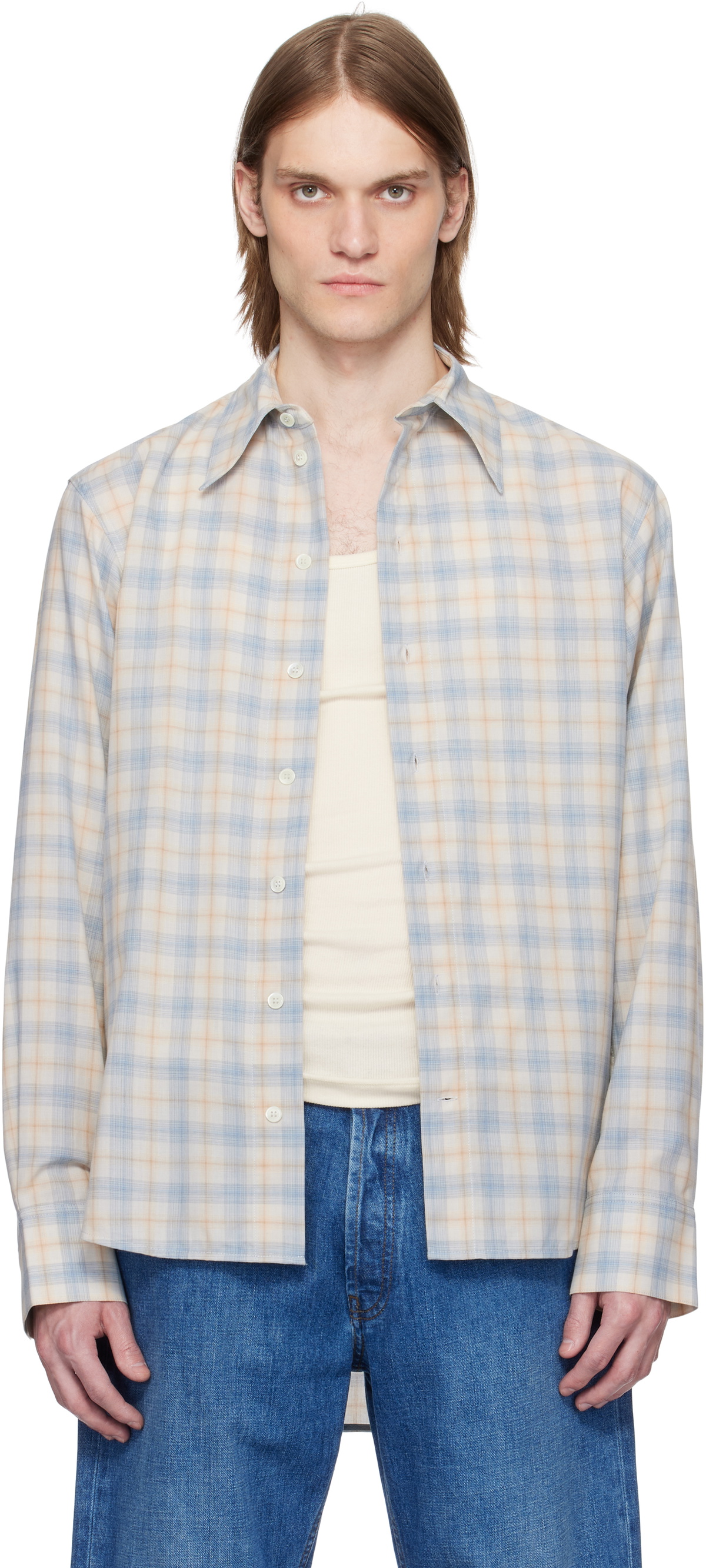 CMMAWEAR Blue Tailored Flannel Shirt