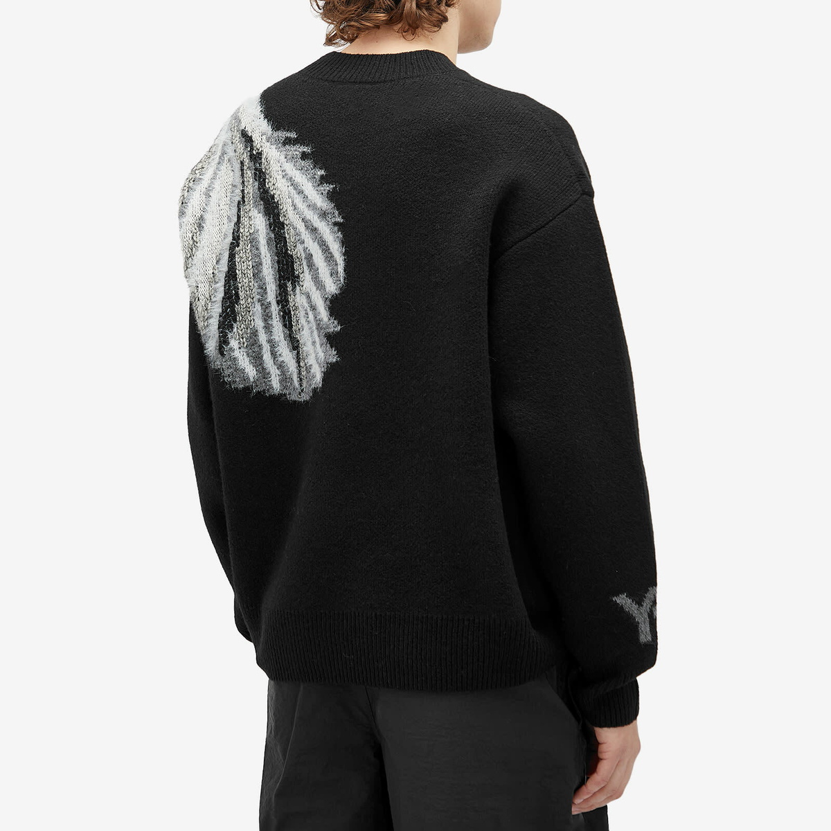 Y-3 Men's Graphic Crew Knit Jumper in Black Y-3