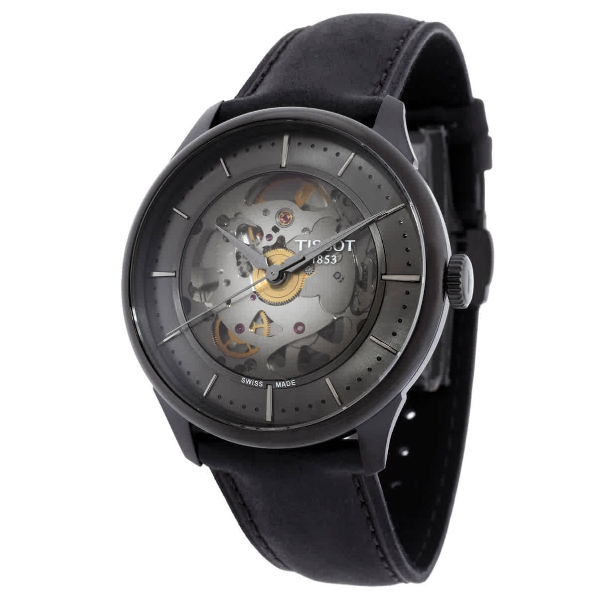 Tissot Chemin Des Tourelles Skeleton Automatic Gunmetal Dial Mens Watch T1398363644100