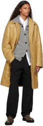 Dries Van Noten Yellow Bonded Crinkle Coat