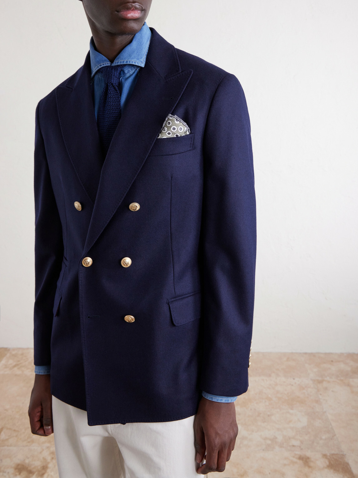 Brunello Cucinelli - Double-Breasted Wool Blazer - Blue