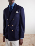 Brunello Cucinelli - Double-Breasted Wool Blazer - Blue