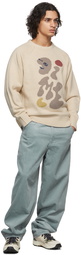 Dime Beige Letterman Knit Sweater