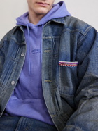 Neighborhood - Logo-Embroidered Pigment-Dyed Cotton-Jersey Hoodie - Blue
