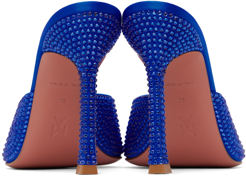 Amina Muaddi Blue Alexa Crystal Slipper 105 Heeled Sandals