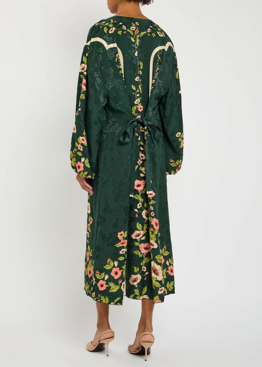Agua BY Agua Bendita Zircón Mosquetero Floral-print Linen Midi Kaftan Multicoloured