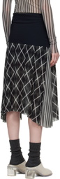 Paula Canovas Del Vas Black & Gray Polo Mesh Midi Skirt