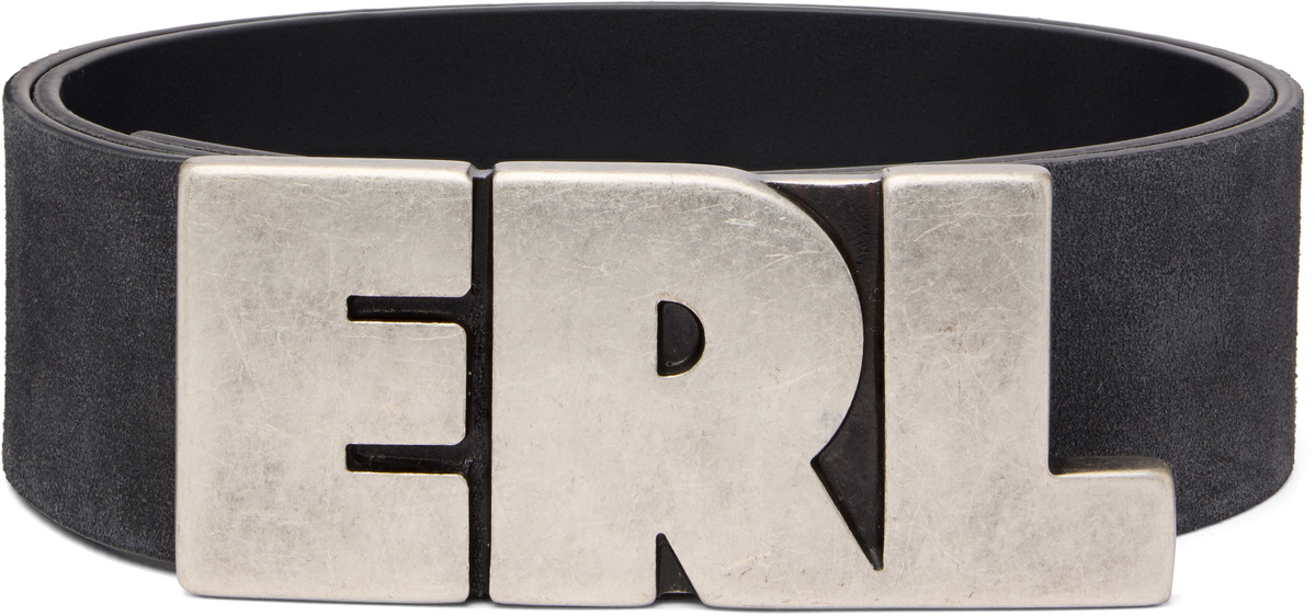 ERL Black 'ERL' Large Suede Belt