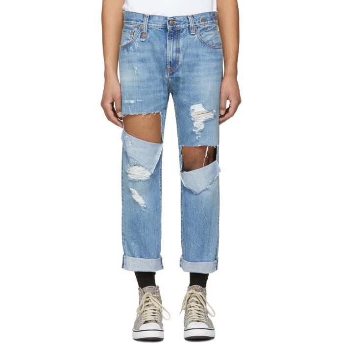 Photo: R13 Blue Sid Straight Jeg Ripped Jeans 
