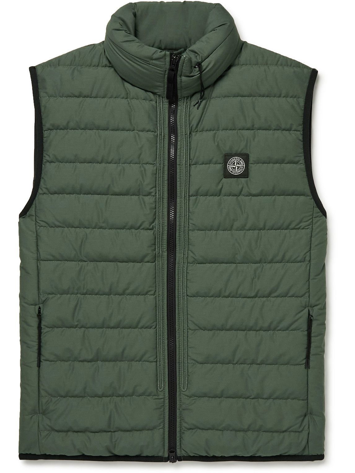 STONE ISLAND Logo-Appliquéd Garment-Dyed Quilted Shell Down Gilet for Men