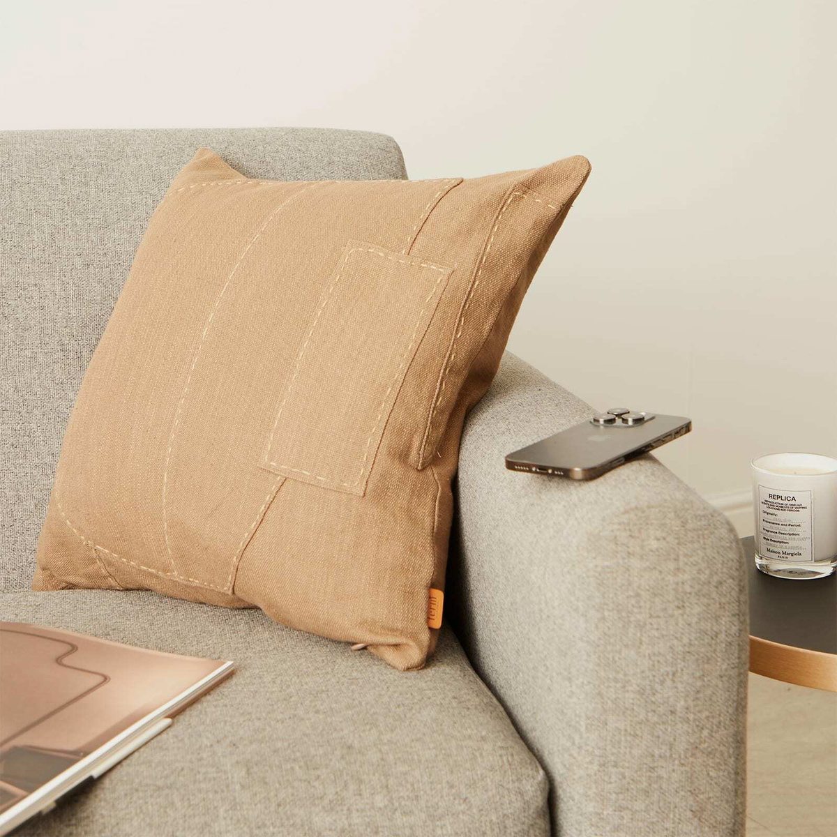 Ferm Living Darn Cushion Cover in Dark Taupe 