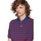 Gucci Blue and Red Stone Wash Polo