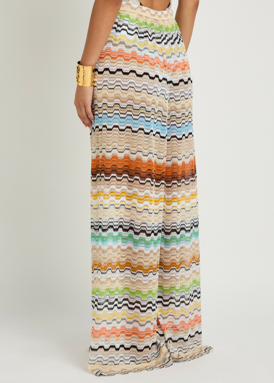 Missoni Patterned Wide-leg Fine-knit Beach Trousers Multicoloured