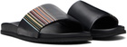 Paul Smith Black 'Signature Stripe' Leather Bellagio Slides