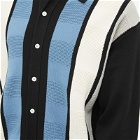 Flagstuff Men's Stripe Knit Polo Cardigan in Black