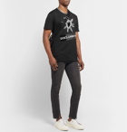 Dolce & Gabbana - Velvet-Trimmed Embroidered Logo-Print Cotton-Jersey T-Shirt - Black