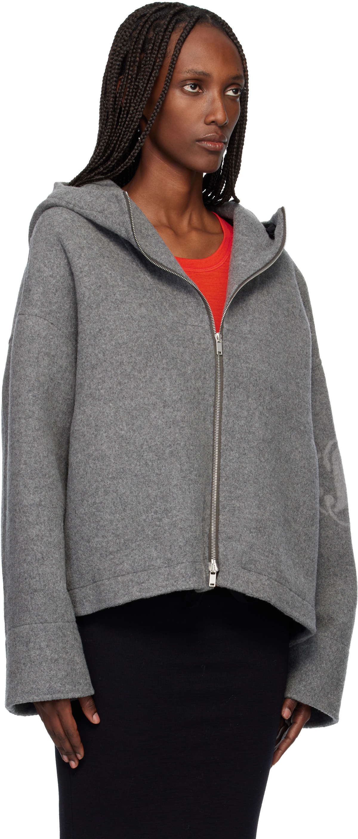 Jil Sander Gray Double Splittable Washed Felted Jacket Jil Sander