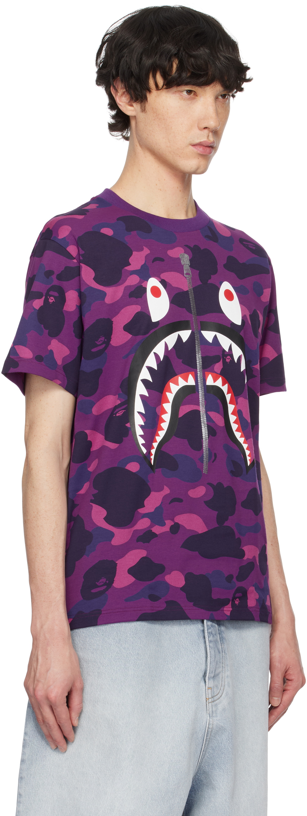 BAPE Purple Color Camo Shark T-shirt A Bathing Ape